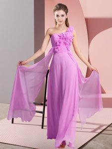 Excellent Empire Vestidos de Damas Lilac One Shoulder Chiffon Sleeveless Floor Length Lace Up