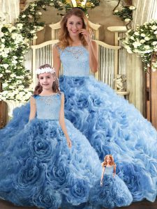 Sumptuous Lace Sweet 16 Quinceanera Dress Baby Blue Zipper Sleeveless Floor Length