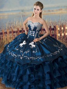 Artistic Floor Length Ball Gowns Sleeveless Navy Blue Quinceanera Dresses Lace Up