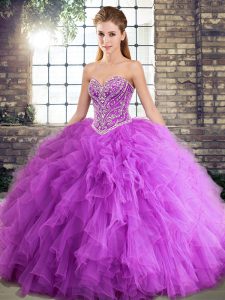Graceful Floor Length Ball Gowns Sleeveless Lavender Quinceanera Dresses Lace Up