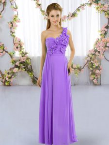 Most Popular Sleeveless Lace Up Floor Length Hand Made Flower Dama Dress