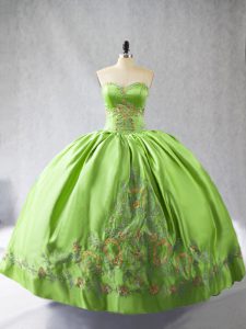 Exceptional Sleeveless Floor Length Embroidery Lace Up Ball Gown Prom Dress with