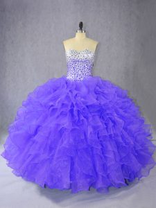 Adorable Purple Sweetheart Lace Up Ruffles Quinceanera Dress Sleeveless