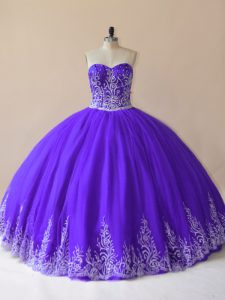 Decent Purple Sleeveless Tulle Lace Up Sweet 16 Dress for Sweet 16 and Quinceanera