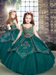 Glorious Sleeveless Beading and Embroidery Lace Up Kids Pageant Dress