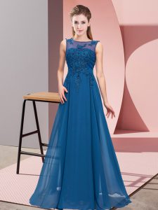 Floor Length Empire Sleeveless Blue Vestidos de Damas Zipper