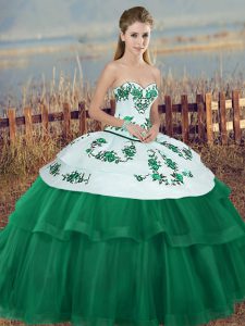 Glorious Green Sweetheart Neckline Embroidery and Bowknot 15 Quinceanera Dress Sleeveless Lace Up
