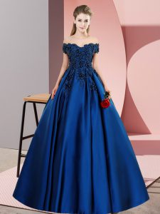 Fabulous Blue Sleeveless Floor Length Lace Zipper Quinceanera Gowns