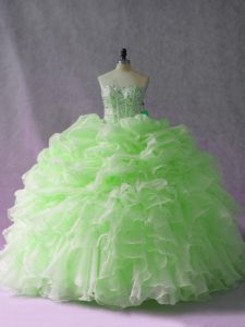 Stylish Green Sweetheart Neckline Beading and Ruffles and Pick Ups Sweet 16 Dress Sleeveless Lace Up