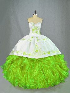 Chic Green Sweetheart Neckline Beading and Embroidery Quinceanera Dresses Sleeveless Lace Up