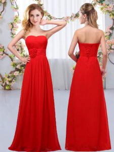 Ideal Red Sweetheart Lace Up Hand Made Flower Quinceanera Dama Dress Sleeveless