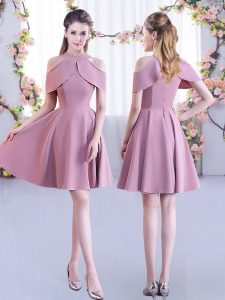 Custom Made Mini Length Lavender Damas Dress Chiffon Short Sleeves Ruching
