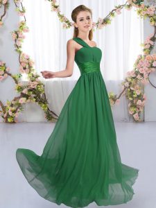 Edgy Dark Green Sleeveless Chiffon Lace Up Quinceanera Court Dresses for Wedding Party