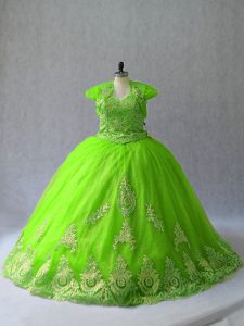 15th Birthday Dress Tulle Court Train Sleeveless Appliques
