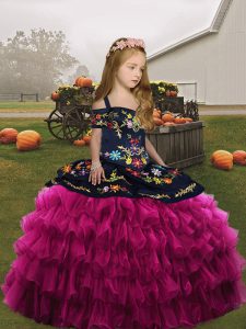 Modern Floor Length Ball Gowns Sleeveless Fuchsia Little Girl Pageant Gowns