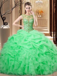 Fashionable Beading and Ruffles and Pick Ups Sweet 16 Quinceanera Dress Lace Up Sleeveless Floor Length