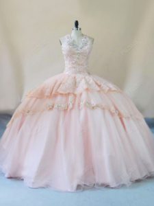 Ball Gowns Sleeveless Peach Sweet 16 Quinceanera Dress Lace Up