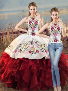 Deluxe Sleeveless Embroidery and Ruffles Lace Up Vestidos de Quinceanera