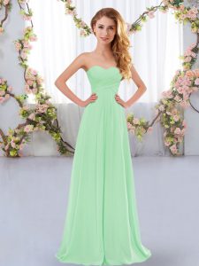 Floor Length Apple Green Damas Dress Sweetheart Sleeveless Lace Up