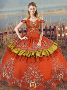 Rust Red Sleeveless Satin and Organza Lace Up 15th Birthday Dress for Sweet 16 and Quinceanera