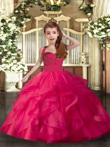 Sleeveless Ruffles and Ruching Lace Up Little Girls Pageant Gowns
