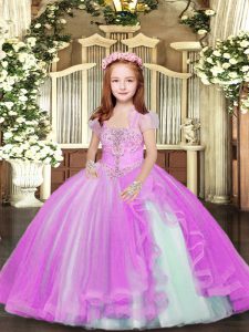 Amazing Straps Sleeveless Tulle Pageant Dress Toddler Beading Lace Up