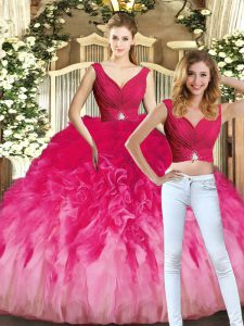 Spectacular Floor Length Lace Up Sweet 16 Dresses Multi-color for Sweet 16 and Quinceanera with Ruching