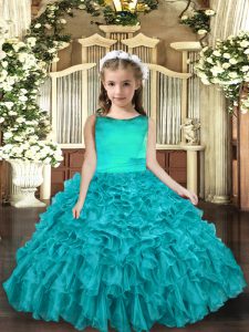 Super Sleeveless Ruffles Lace Up Pageant Gowns For Girls