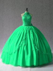 Floor Length Green Sweet 16 Quinceanera Dress Lace Sleeveless Appliques