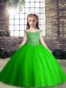 Fitting Off The Shoulder Lace Up Beading Little Girls Pageant Dress Wholesale Sleeveless