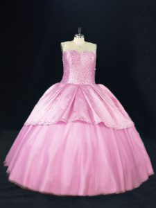 Admirable Tulle Sleeveless Floor Length Sweet 16 Dress and Beading