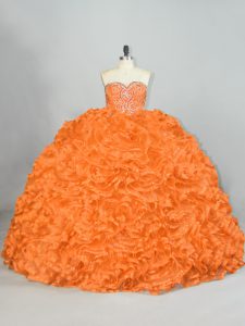 Orange Sweet 16 Quinceanera Dress Sweet 16 and Quinceanera with Beading and Ruffles Sweetheart Sleeveless Lace Up