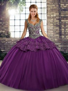 Spectacular Sleeveless Lace Up Floor Length Beading and Appliques 15th Birthday Dress