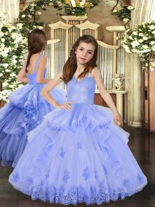 Sleeveless Appliques Lace Up Pageant Dress for Girls
