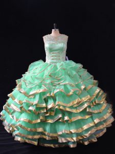 Glorious Apple Green Sweetheart Neckline Ruffles Sweet 16 Quinceanera Dress Sleeveless Lace Up