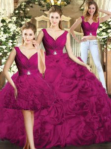 Comfortable Fabric With Rolling Flowers Sleeveless Floor Length Quince Ball Gowns and Beading