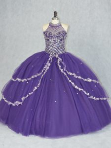 Clearance Floor Length Ball Gowns Sleeveless Purple Vestidos de Quinceanera Lace Up
