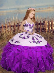 Best Selling Organza Sleeveless Floor Length Little Girls Pageant Dress and Embroidery