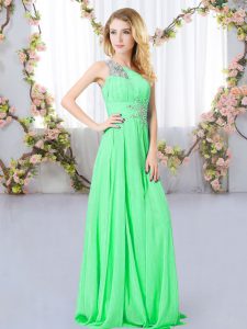 Dazzling Floor Length Empire Sleeveless Green Quinceanera Court Dresses Zipper