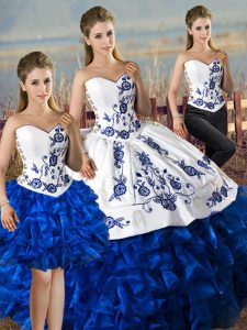 Captivating Sleeveless Lace Up Floor Length Embroidery and Ruffles Sweet 16 Quinceanera Dress