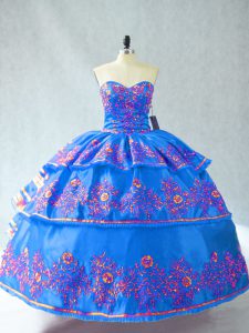 Designer Floor Length Ball Gowns Sleeveless Blue 15th Birthday Dress Lace Up
