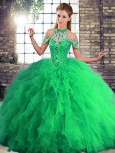 New Style Floor Length Ball Gowns Sleeveless Green Ball Gown Prom Dress Lace Up