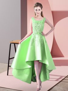 Yellow Green Scoop Zipper Lace Court Dresses for Sweet 16 Sleeveless