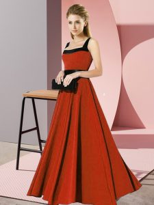 Rust Red Empire Belt Court Dresses for Sweet 16 Zipper Chiffon Sleeveless Floor Length