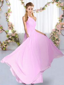 Lilac Sleeveless Chiffon Lace Up Quinceanera Court Dresses for Wedding Party
