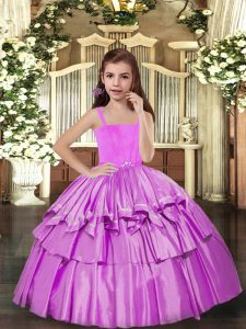 Sleeveless Lace Up Floor Length Ruffled Layers Pageant Dress for Girls