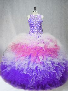 Perfect Multi-color Sleeveless Beading and Ruffles Floor Length Sweet 16 Dresses