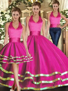 Pretty Sleeveless Ruffled Layers Lace Up Quinceanera Dresses