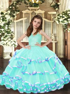 Graceful Sleeveless Ruffled Layers Lace Up Little Girl Pageant Dress