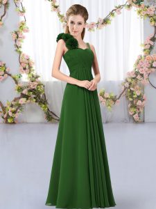 Chic Empire Vestidos de Damas Dark Green Straps Chiffon Sleeveless Floor Length Lace Up